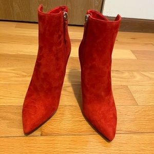 Nine West Red Suede Ankle Boots Size 5
